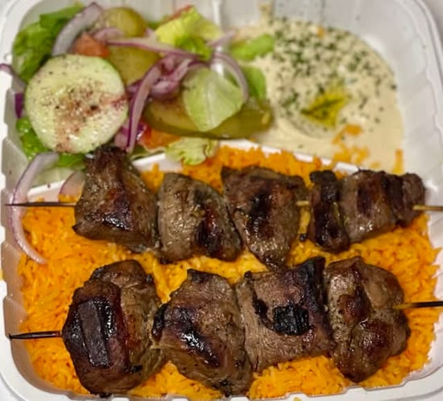 Lamb Shish Kebab Entree.